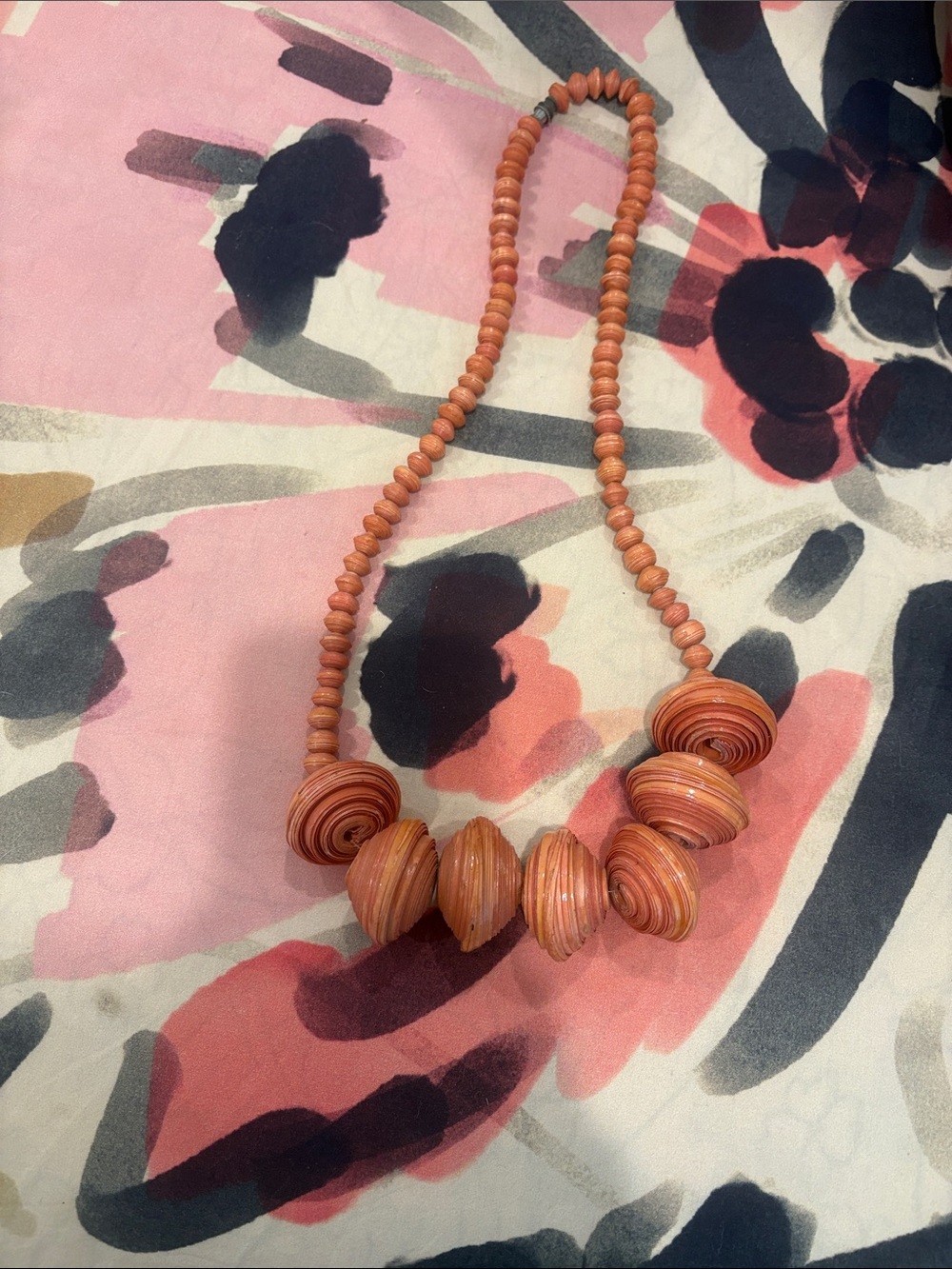 Handcrafted Orange Statement Bead Necklace